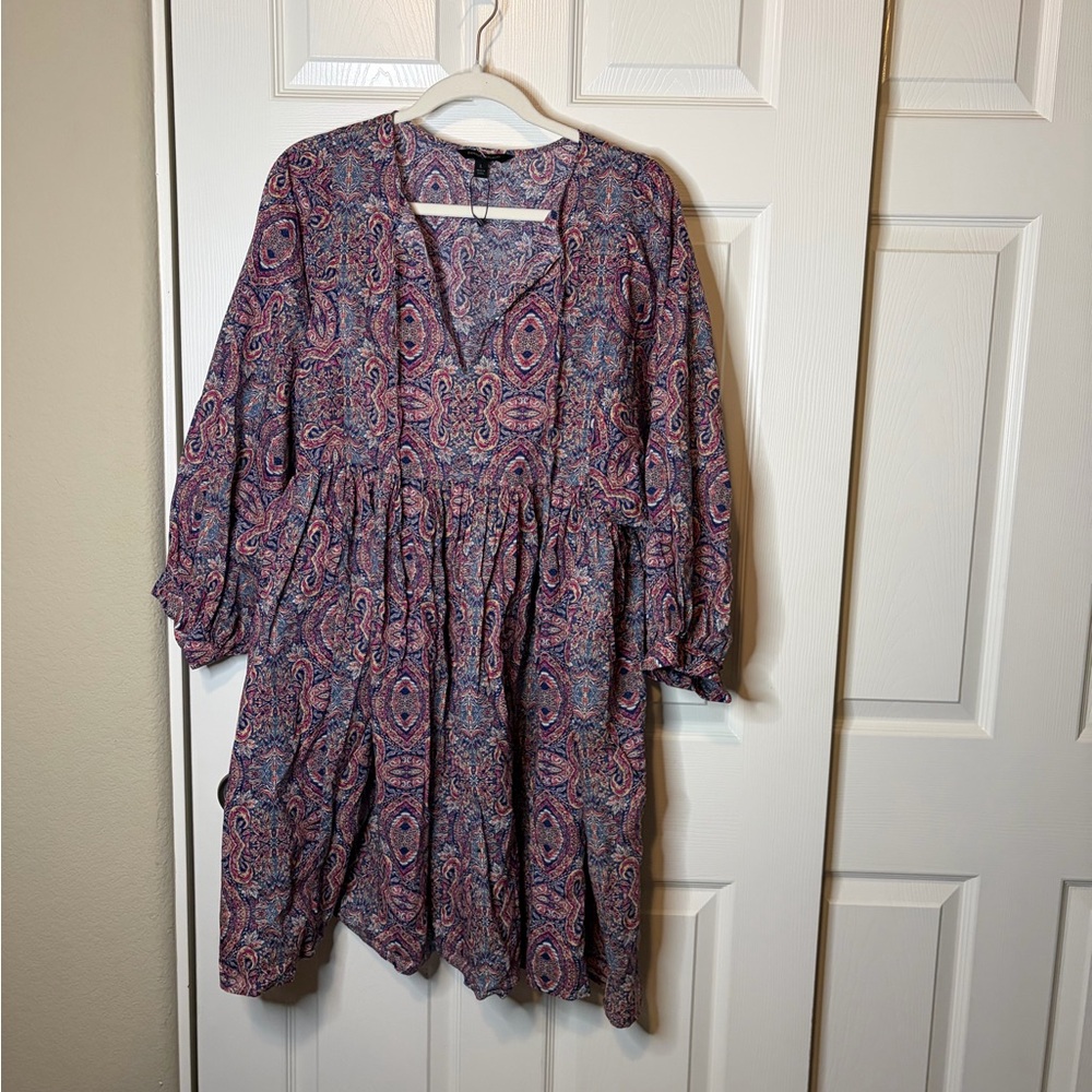 Women’ Banana Republic Red Paisley Patterned Dress 100% Cotton L NWOT